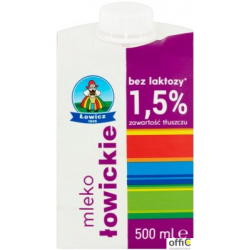 Mleko ŁOWICZ UHT bez laktozy 1.5% 0.5l