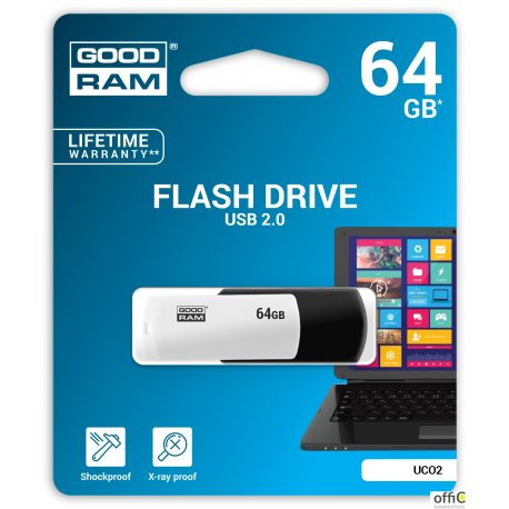 Pamięć USB GOODRAM 64GB UCO2 czarno-biały USB 2.0 UCO2-0640KWR11