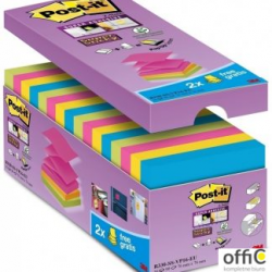 Bloczek samoprzylepny POST-IT_ Super sticky Z-Notes (R330-SS-VP16), 76x76mm, 14x90 kart., mix kolorów, 2 bloczki gratis