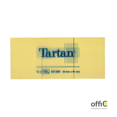 Bloczek TARTAN żółte 38x51 (12)05138V 3M POST-IT
