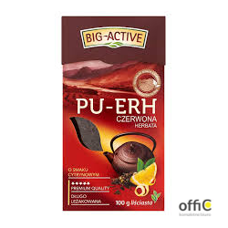 Herbata BIG-ACTIVE PU-ERH czerwona liściasta o smaku cytrynowym 100g