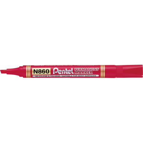 Marker permanentny N860 czerwony ścięta końcówka PENTEL