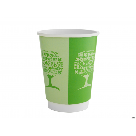 Kubki papierowe dwuwarstwowe Green Tree 350ml, op. 25 szt., 100% biodegradowalne VDW-12-GT