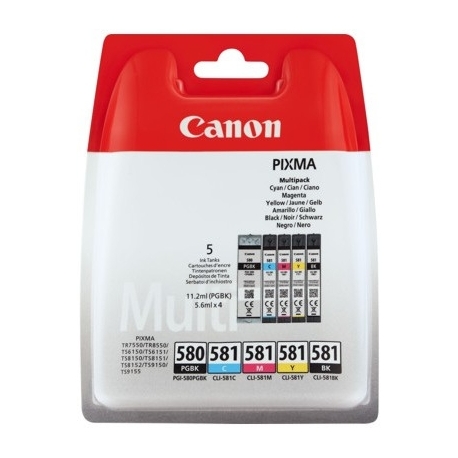 Tusz Canon PGI-580PGBK/CLI-581 Pixma TR8550 1 x 11,2ml + 4 x 5,6ml CMYK + PGBK