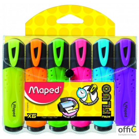 Zakreślacz FLUO PEPS mix kolorów 6szt etui z zawieszką MAPED 742557