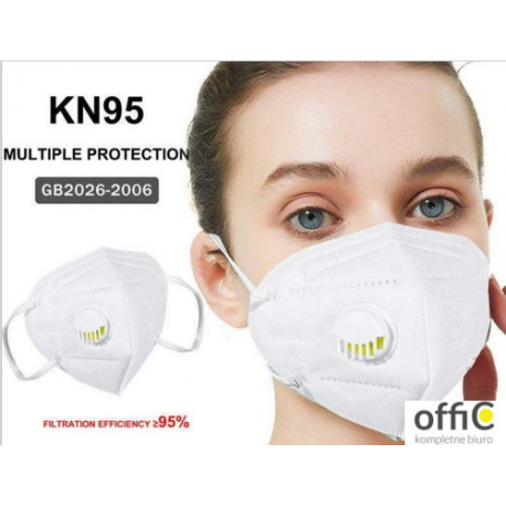 Maseczka ochronna KN95 z zaworkiem FFP2 10szt biała filtracja 95% cząsteczek wg zaleceń WHO
