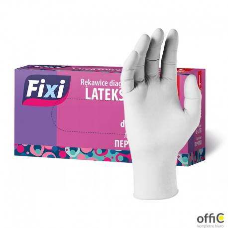 Rękawice lateksowe białe L FIXI (100)