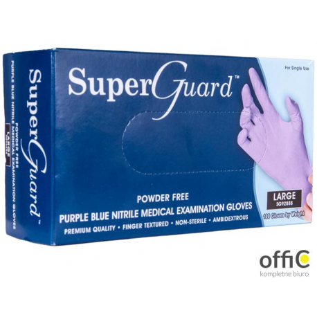Rękawice nitrylowe niebieskie bezpudrowe L (100) SUPERGUARD 8%VAT