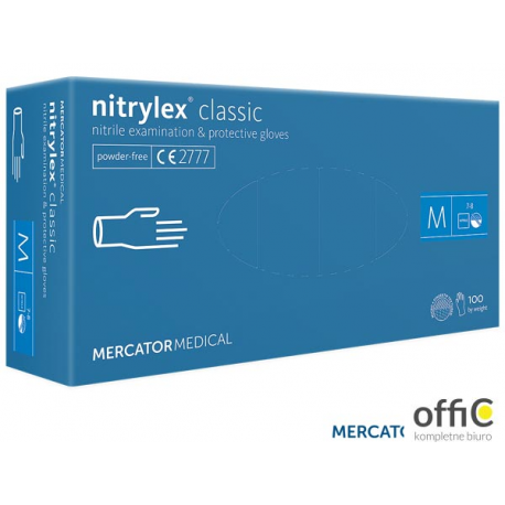 Rękawice nitrylowe S (100) niebieskie NITRYLEX MERCATOR MEDIAL 8%VAT
