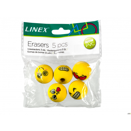 Gumki na ołówek LINEX EMOJI opakowanie 5szt 400114751