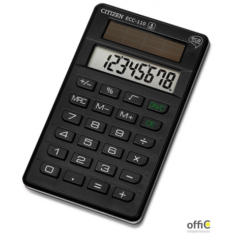 Kalkulator ECC110 CITIZEN 8-cyfrowy, 118X70mm, czarny