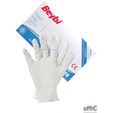 Rękawice lateksowe M białe (100) BEYBI RLAT-BEYBI W M Normy EN455