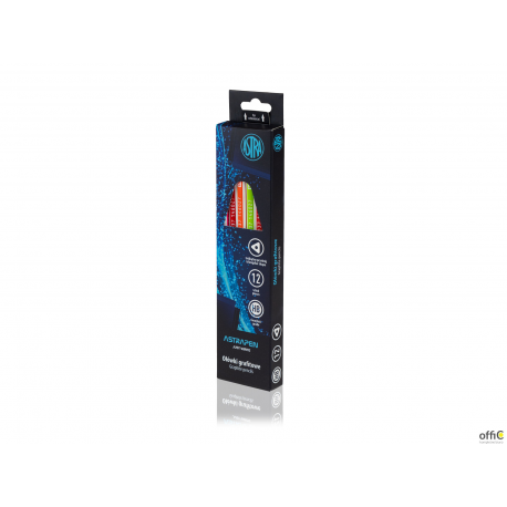 Ołówki grafitowe Astra z czarnego drewna z gumką HB box 12 sztuk, 206120014
