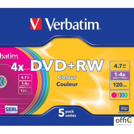 Płyta DVD+RW VERBATIM SLIM Color 4.7GB x4 (1) 43297