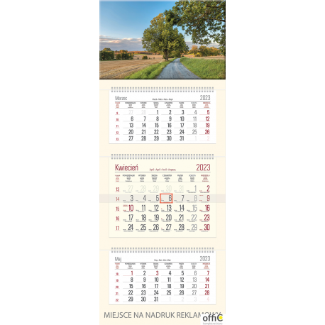 Kalendarz Trójdzielny z główką (T15) DROGA - krem 2023