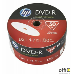 Płyta HP DVD-R 4.7GB 16x (50szt) SPINDEL, bulk WHITE INKJET PRINTABLE DME00070WIP