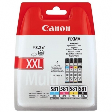 Tusz Canon CLI-581 XXL CMYK do Pixma TR7550/TR8550 4 x 11,7ml CMYK