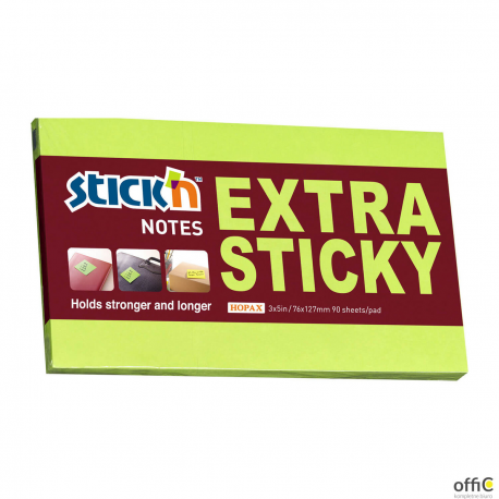 Notes sam.EXTRA STICKY 76X127 zielony neon 90 kartek STICK_N 21676