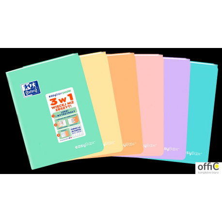 Zeszyt OXFORD PP EASYBOOK pastel A4 60k 90g mix kratka z marginesem 400161237