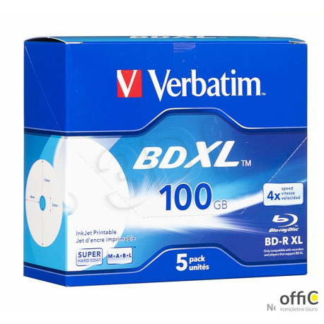 Płyta BD-R XL VERBATIM Blu-ray 100GB nadruk 43789 Jewel Case speed 4x
