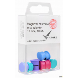 Magnesy 13mm pastelowe mix kolorów 10sztuk VICTORY VO50x10-99P